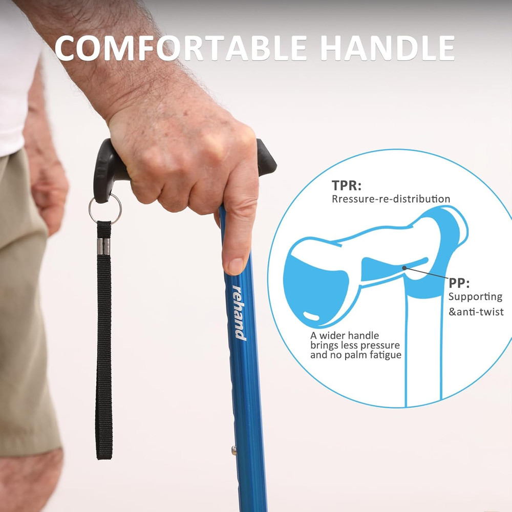 Walking Cane for Men & Women - Foldable, Adjustable, Lightweight, Self Standing