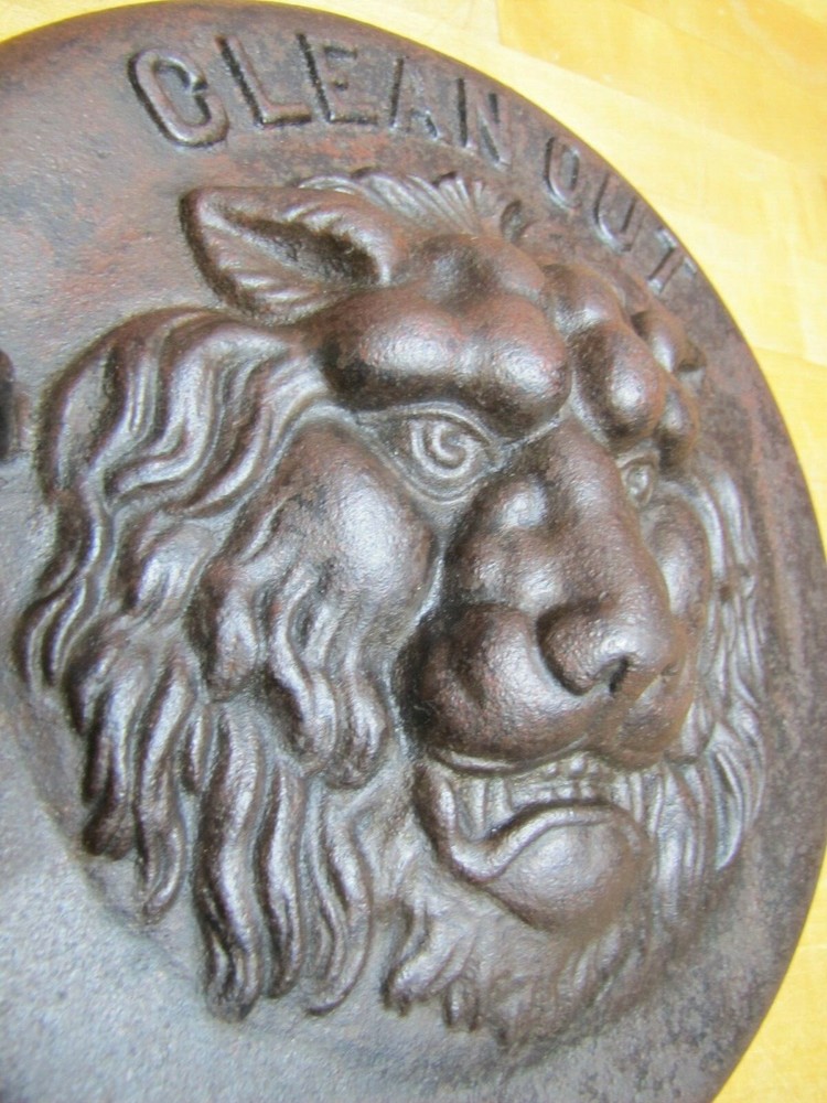 LIONS HEAD BEAST CLEAN OUT Antique Cast Iron Architectural Hardware Element