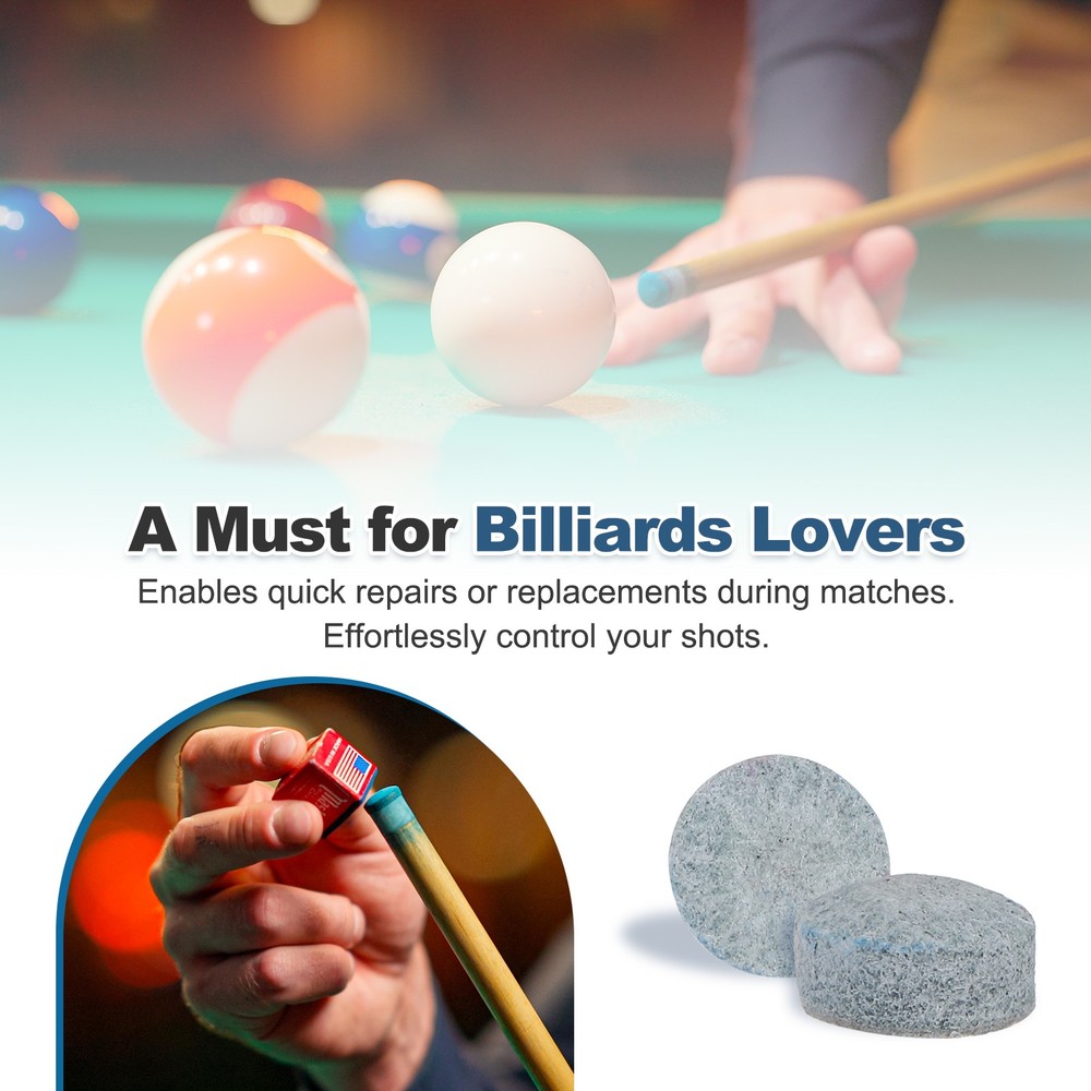Billiard Pool Cue Tips, Pool Cue Tips Cow Leather 9mm & 12 Pcs & Grey