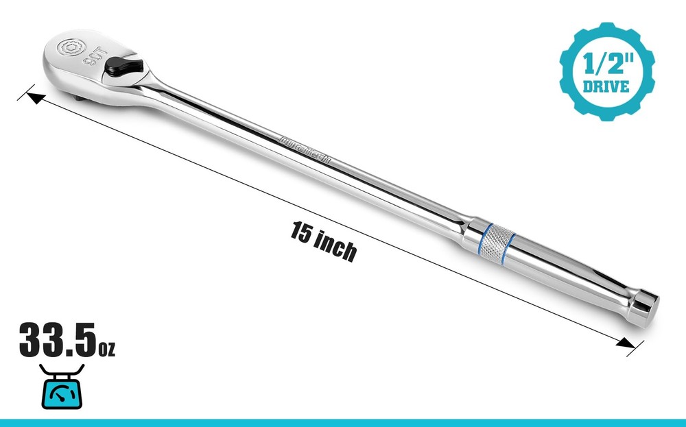 DURATECH Extra Long Handle 1/2-Inch Drive 1/2" with 15" handle, Silver