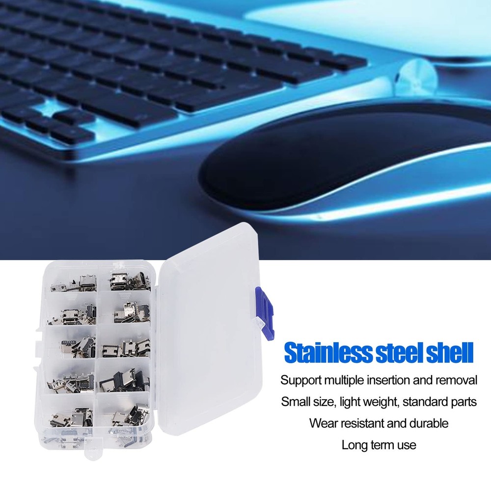 Type C USB Connector Jack 100Pcs Type C USB Female Plug Connector Jack Solder...