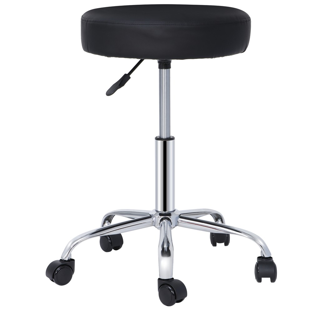 Round Rolling Medical Stools Adjustable Work Medical Stool with Wheels Black