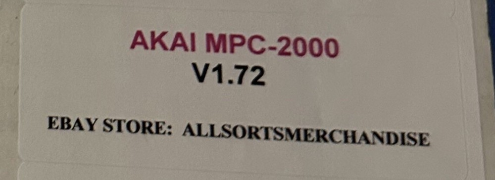 AKAI MPC 2000 MPC-2000 Sampler Operating System Boot Startup Disk OS v1.72