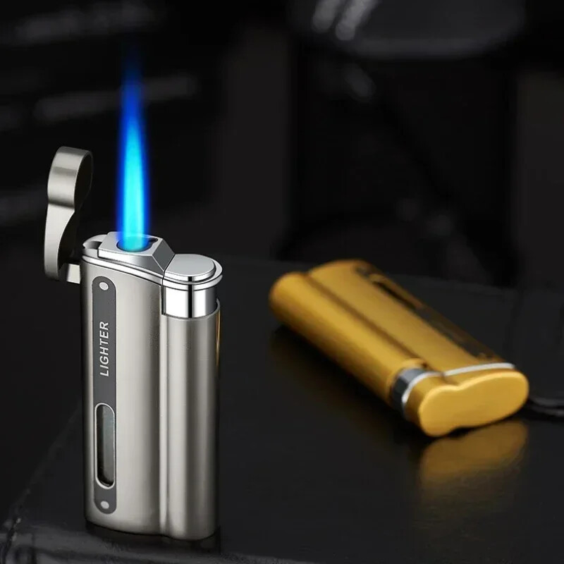 Metal Refillable Butane Torch Lighter Pipe Cigar Lighter Jet Flame Lighter LED