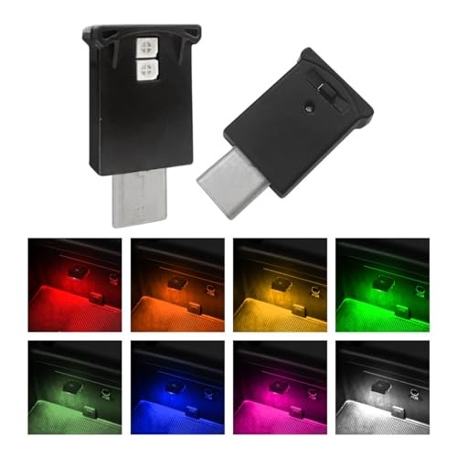 2 Pcs Mini USB LED Ambient Light, Adjustable 8 Colors RGB Dynamic Gradient