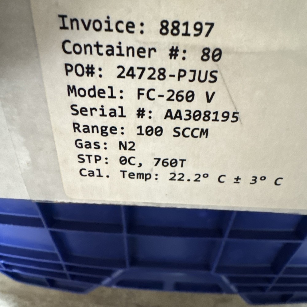 Tylan, FC-260, Mass Flow Controller, N2, 100 SCCM, Used