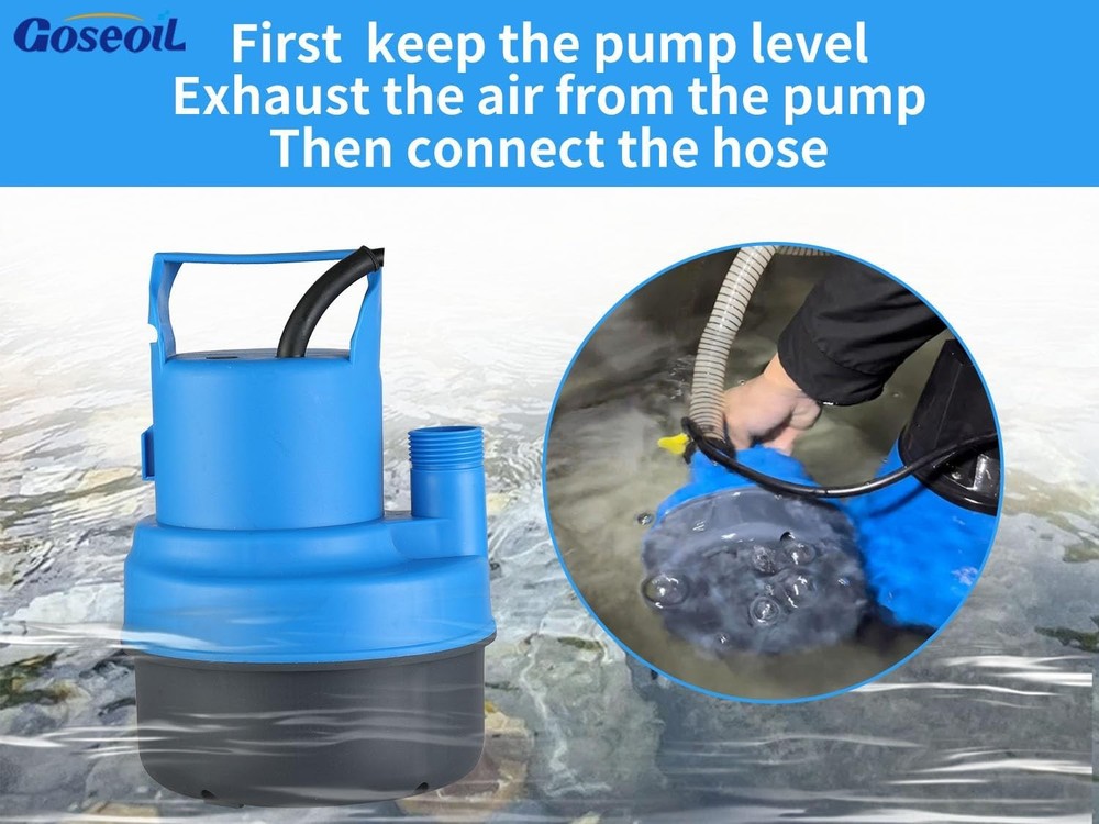 Tankless Water Heater Flush Kit with 1/2HP Submersible Pump, Two 6FT Hoses,Blue