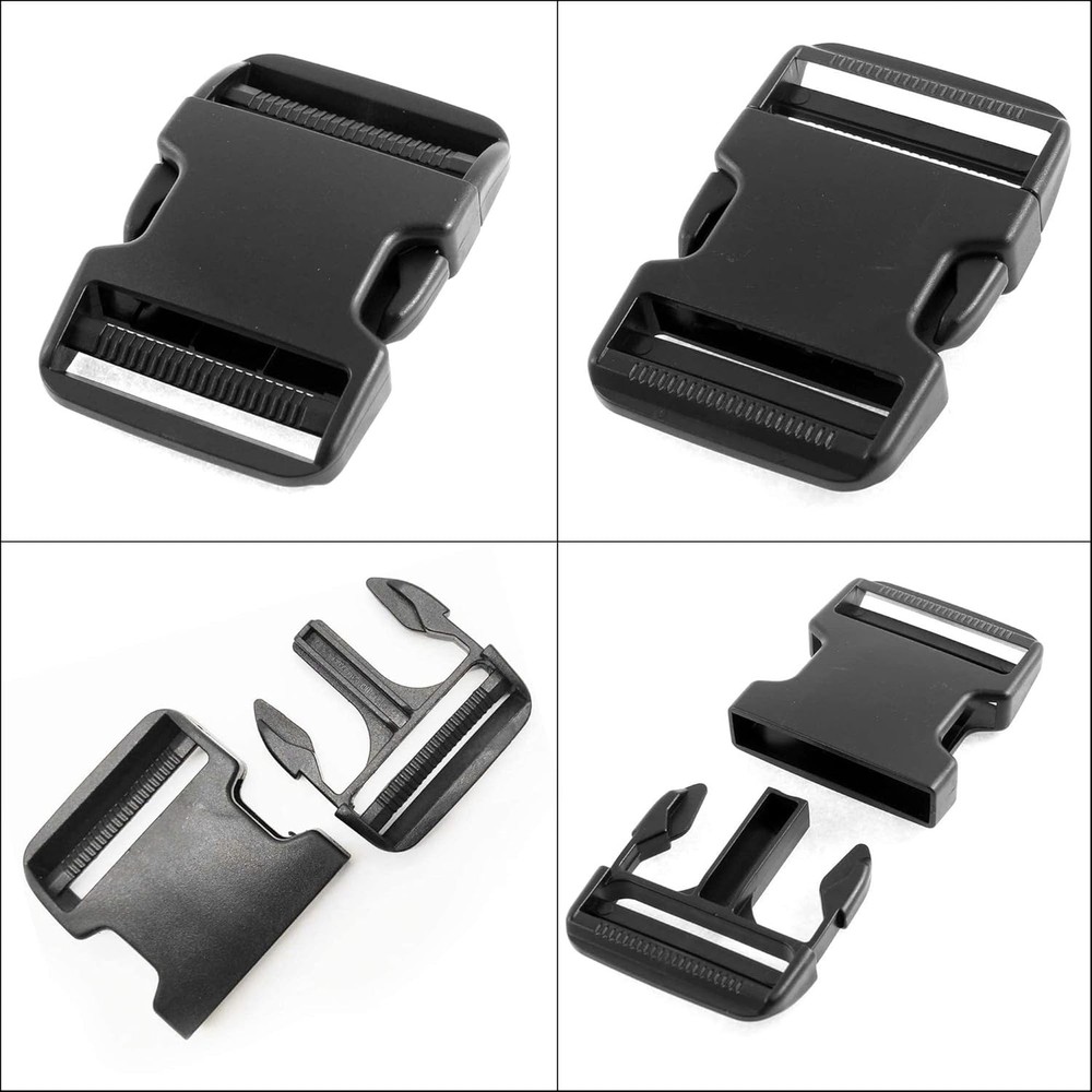 2pcs Heavy Duty 2" Side Release Buckles - Adjustable Plastic Clips Straps 50MM
