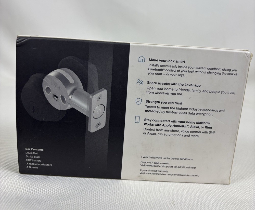 Level Bolt C-D11U A3 Keyless Entry Bluetooth Smart Lock Deadbolt, Satin Chrome