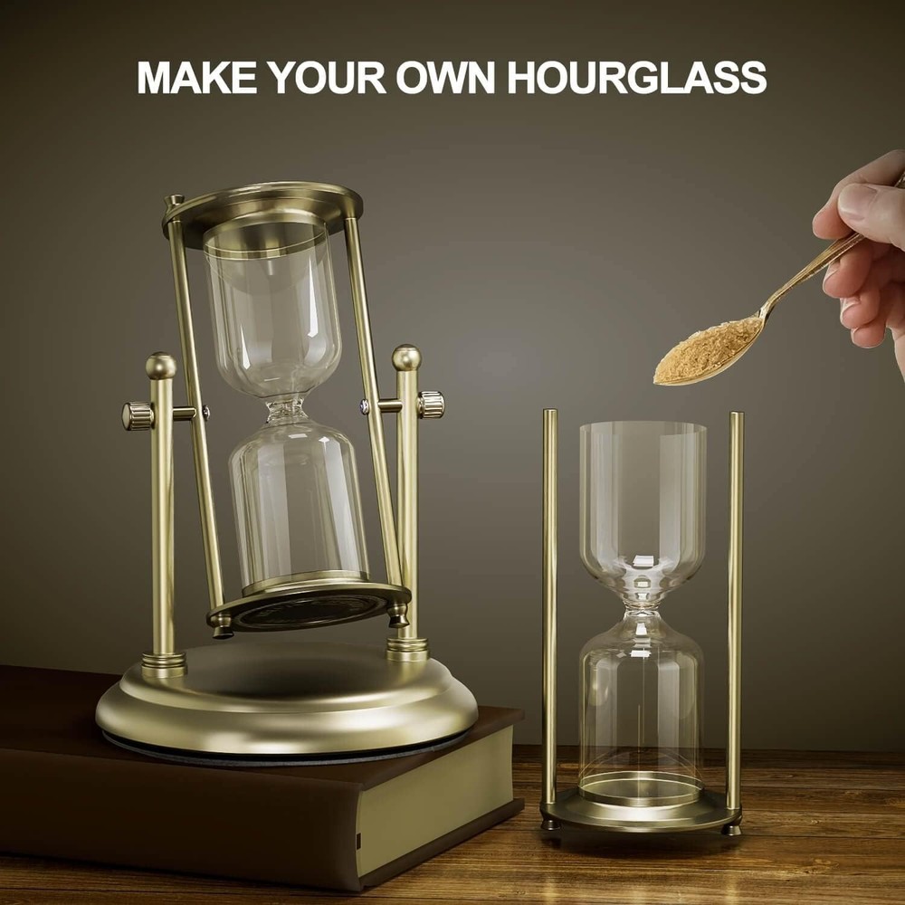 Empty Hourglass Fillable, Brass 360° Rotating DIY Sand Timer, Unity Sand Hourgla