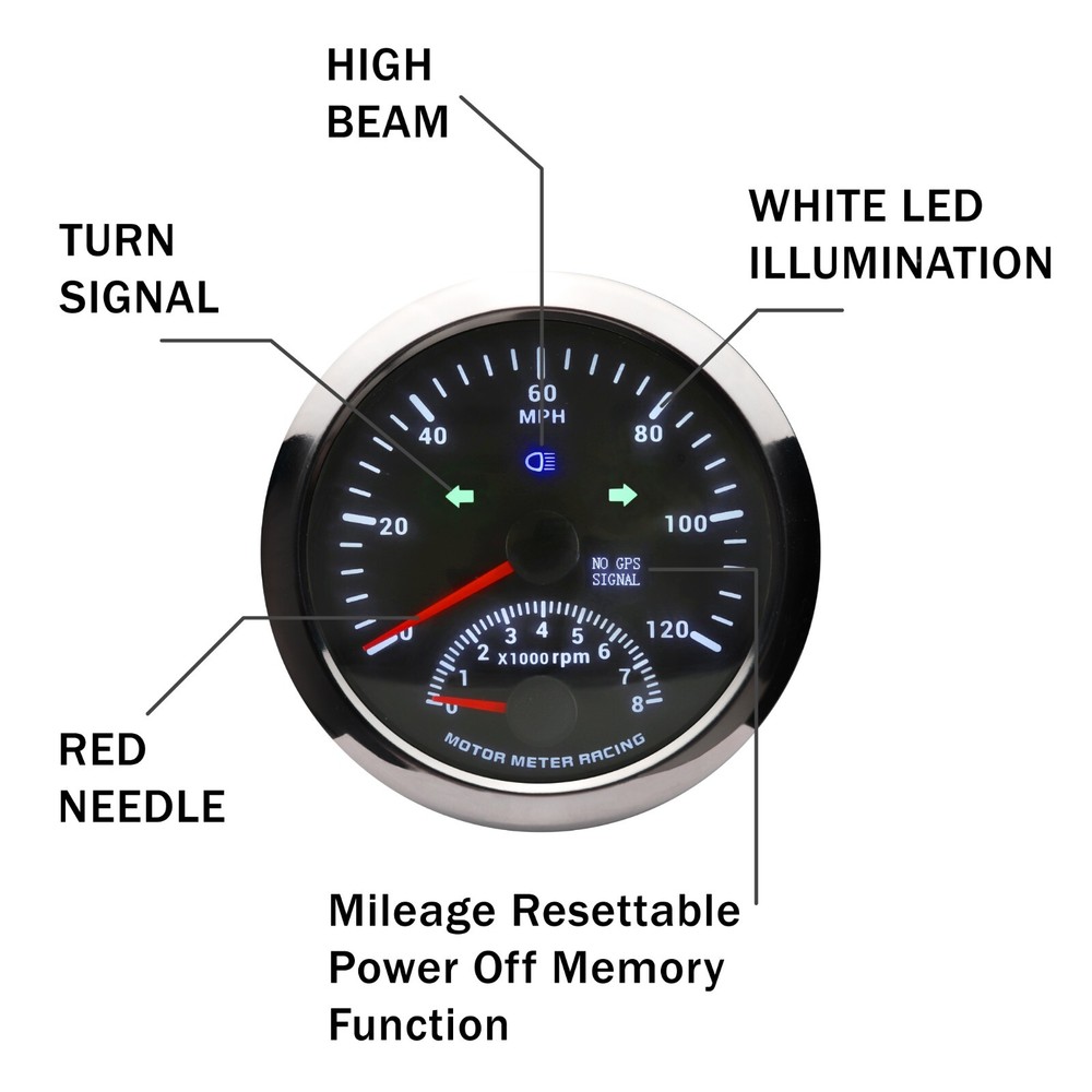 W PRO 85mm 2 Gauge Set GPS Speedometer Tachometer & Multi-Function MPH °F PSI