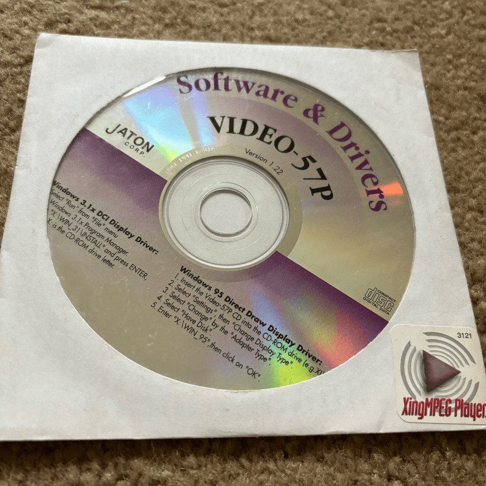 Jaton Video 57P Version 1.22 Software & Drivers CD