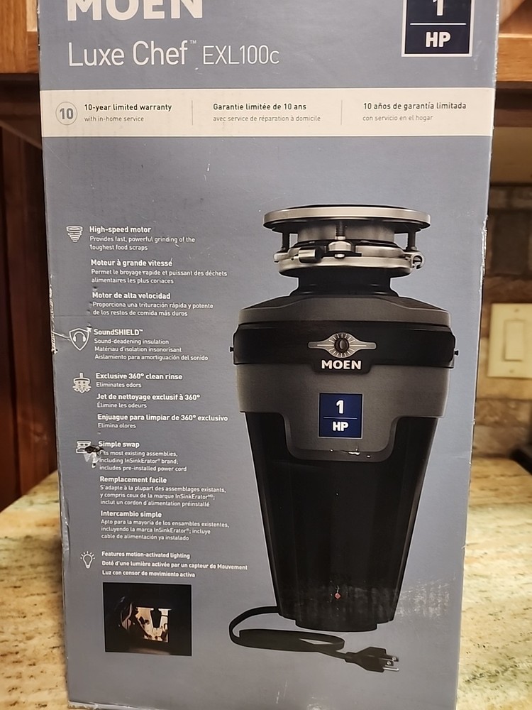 Moen EXL100C EX Series 1 HP Continuous Garbage Disposal W/Motion Active Lighting