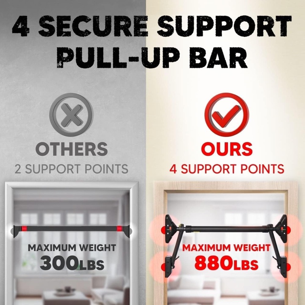 Pull Up Bar Chin Upper Body Workout Dual Security Locking TwoWay Support Gym