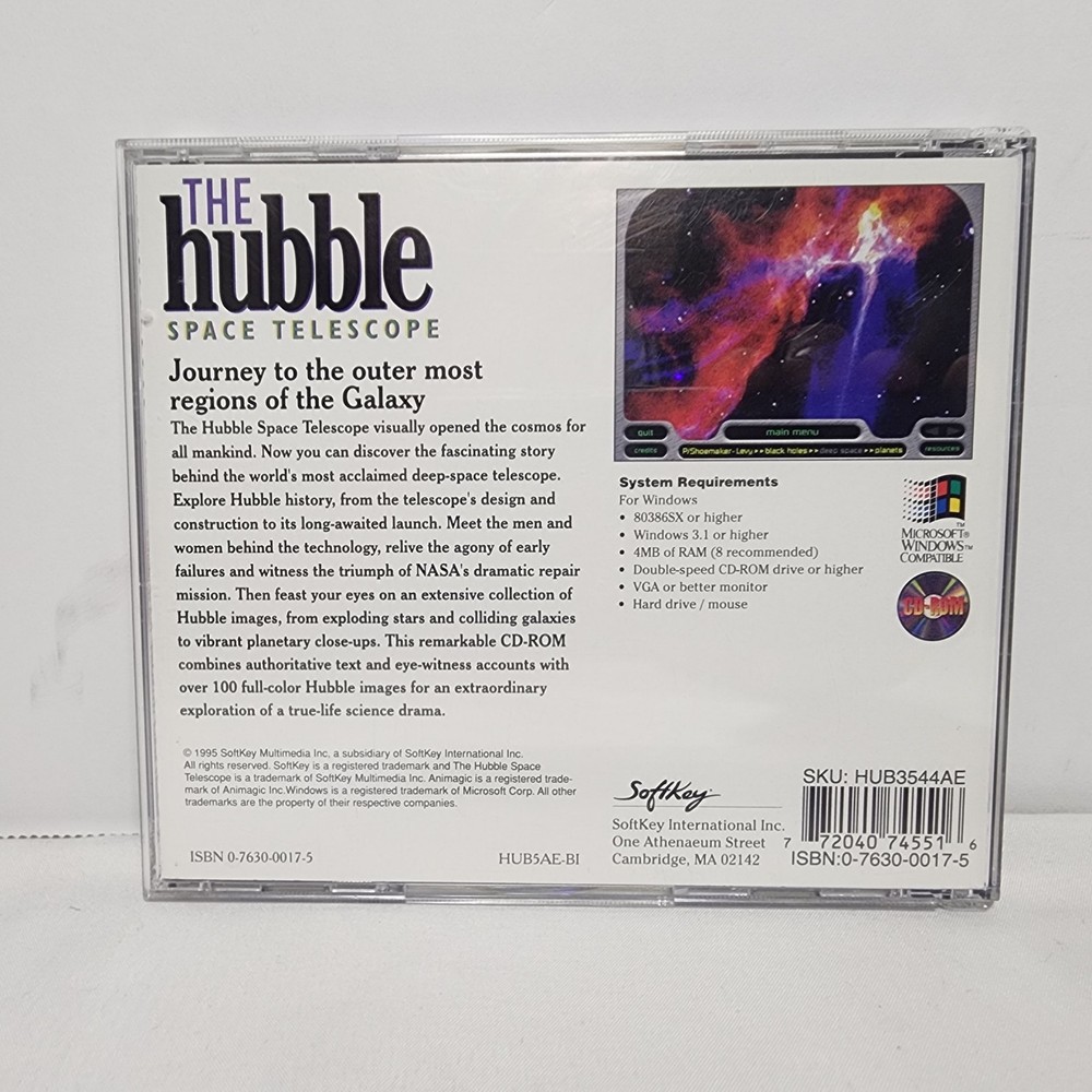 Softkey THE HUBBLE SPACE TELESCOPE Vtg 1995 Software For Windows PC CD-ROM - EUC