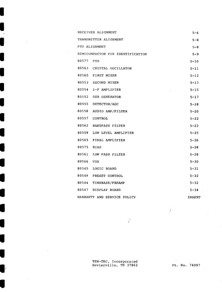 Ten-Tec Delta 580 Transceiver Owner's Manual (Copy) - Plastic Comb Binding