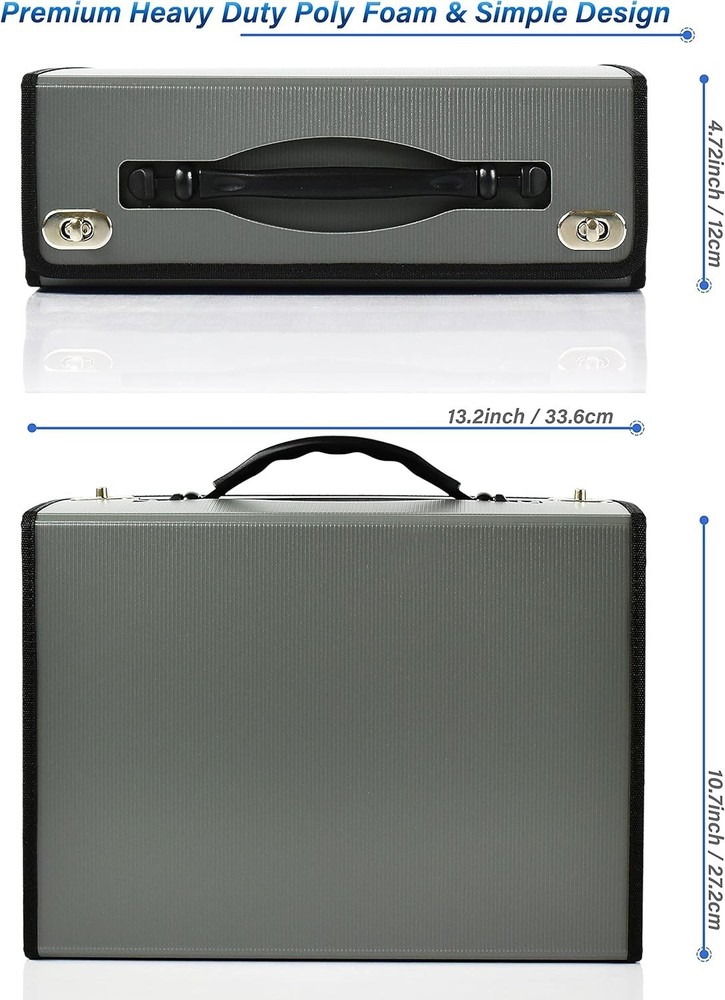 Olive Grey Document Organizer with 24 Pockets