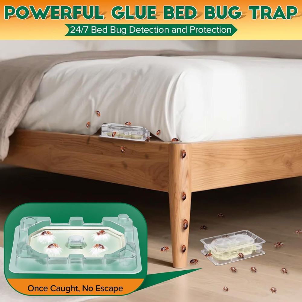 6 Set Bed Bug Detector & Trap, Bedbug Traps with Strong Glue, Bedbug Intercep...