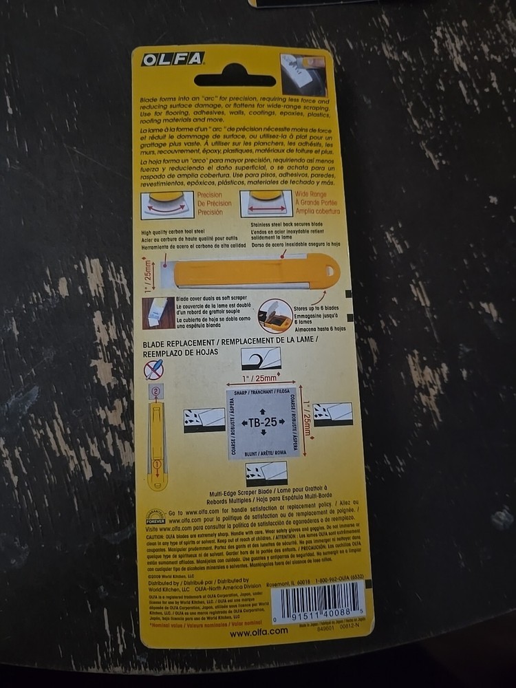 OLFA T-25 1" Multi-Edge ARC Scraper NEW