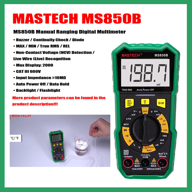 MASTECH MS850A MS850B MS850C MS850D Digital Multimeter AC/DC Voltage AC/DC ✦Kd