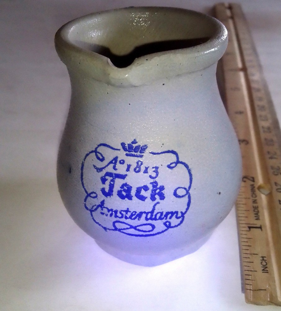 Pottery Creamer  says "1813 Jack Amsterdam"
