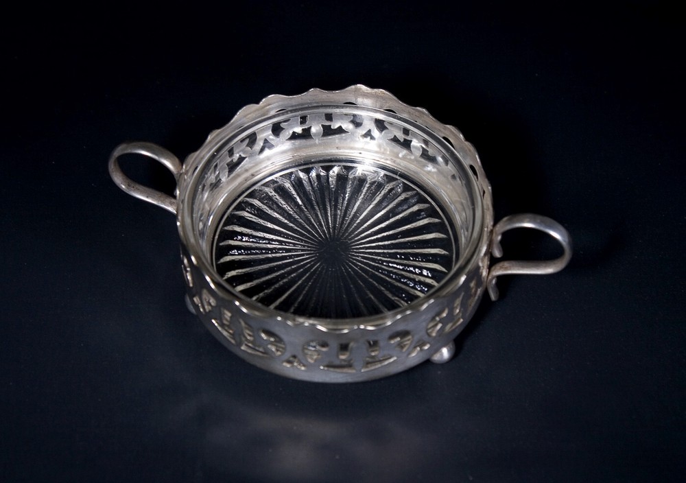 Vintage Silver Plated Wine Bottle Coaster Holder