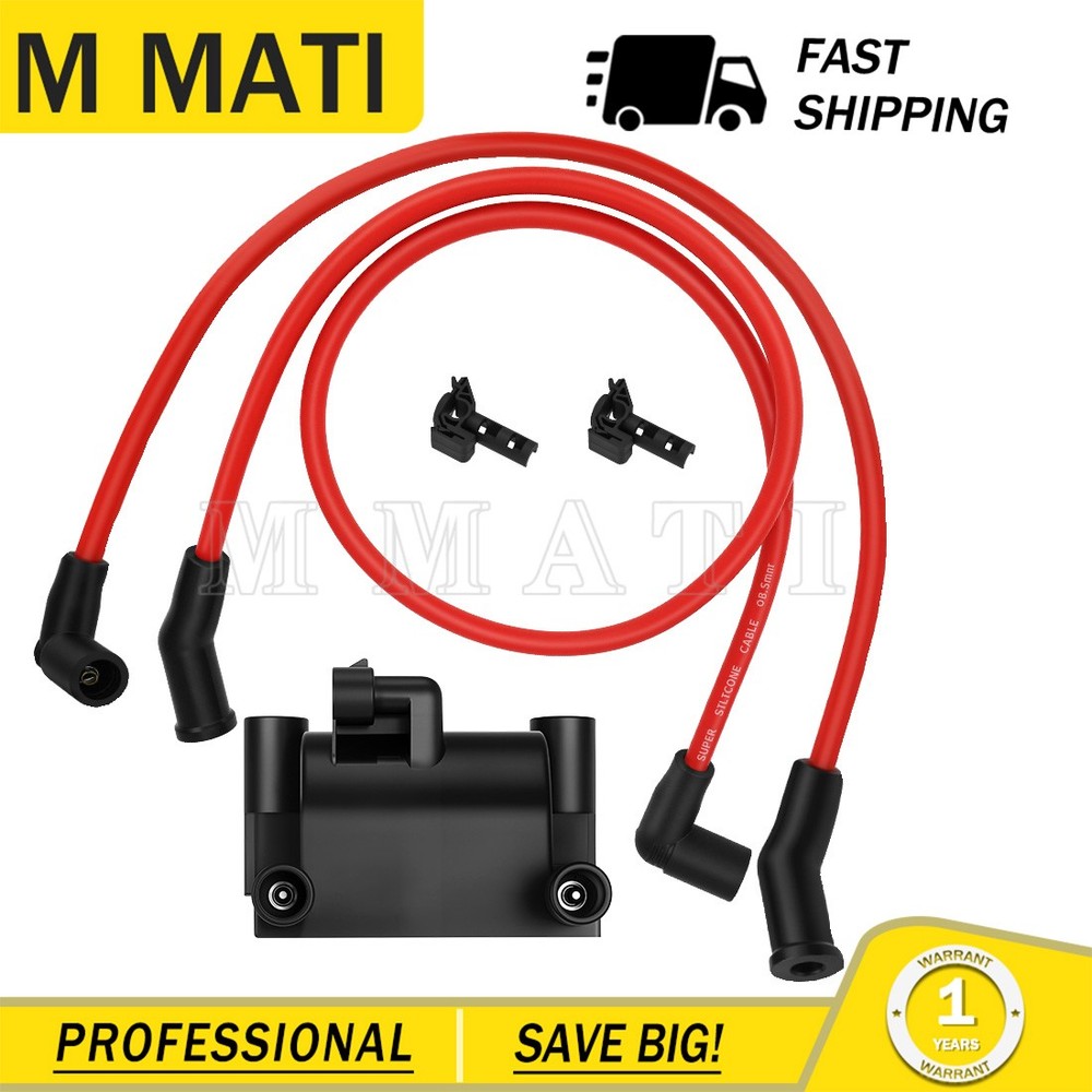 Ignition Coil w/ Spark Plug Wire Cap for FXD FXDB FXDC FXDF FXDL FXDLS FXDWG