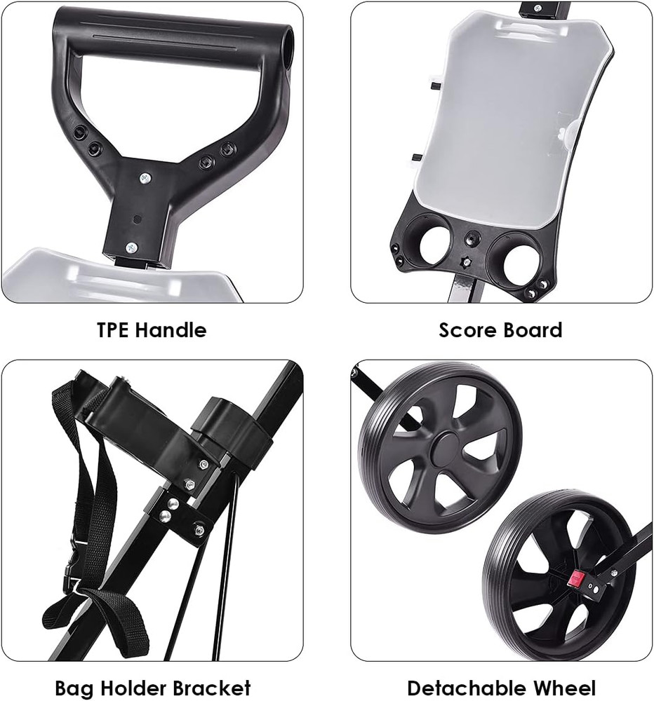 Golf Push Pull Cart, Lightweight Foldable 2 Wheels Push Pull Golf Cart Trolley,