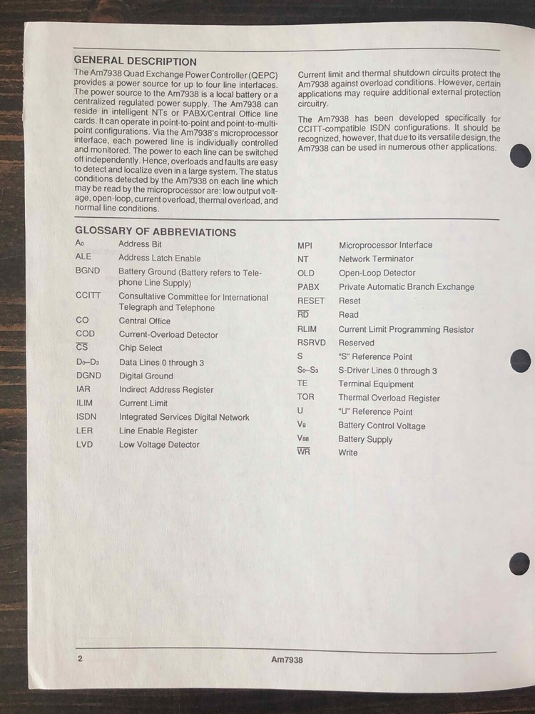 AMD Advanced Micro Devices - Am7938 Quad Exchange Power Controller (QEPC)