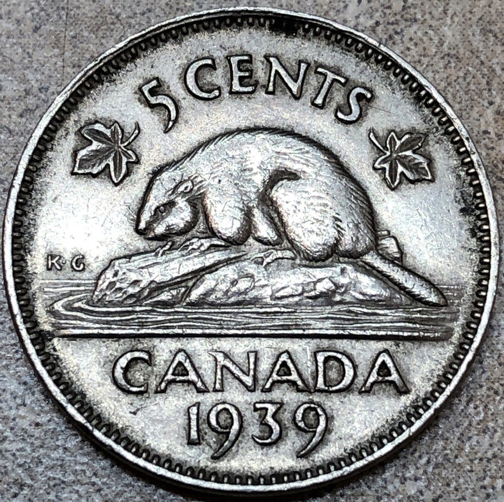 1939 Canada 5 Cents George VI Circulated