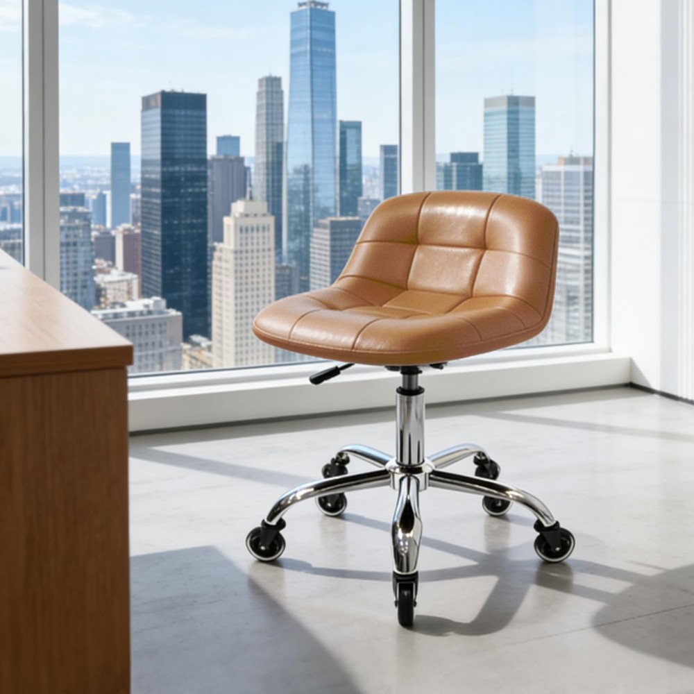 Rolling Stool Chair with Wheels, Height Adjustable Stool with Back Support, O...