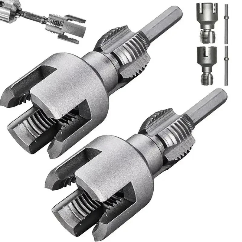 2Pcs 1/2''&3/4'' Water Pipe Integrated Internal & External Pipe Threading Tool~~