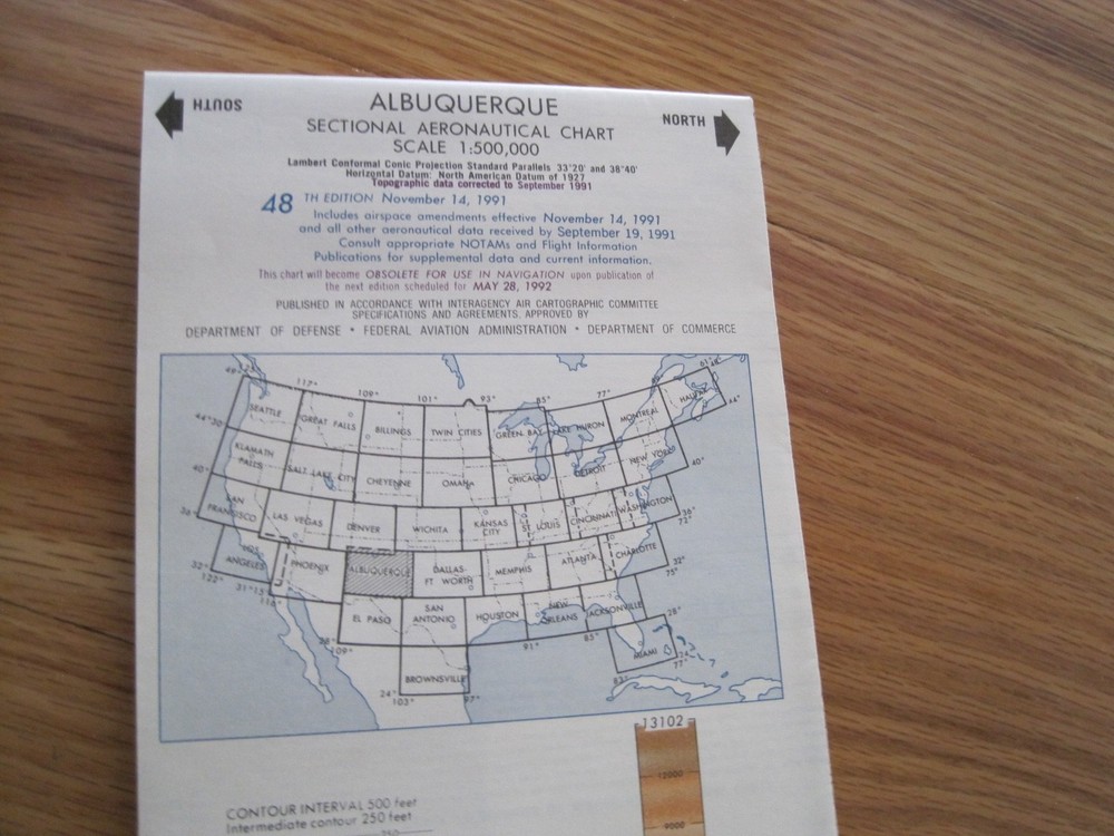 Aeronautical Chart Albuquerque 1991 Vintage
