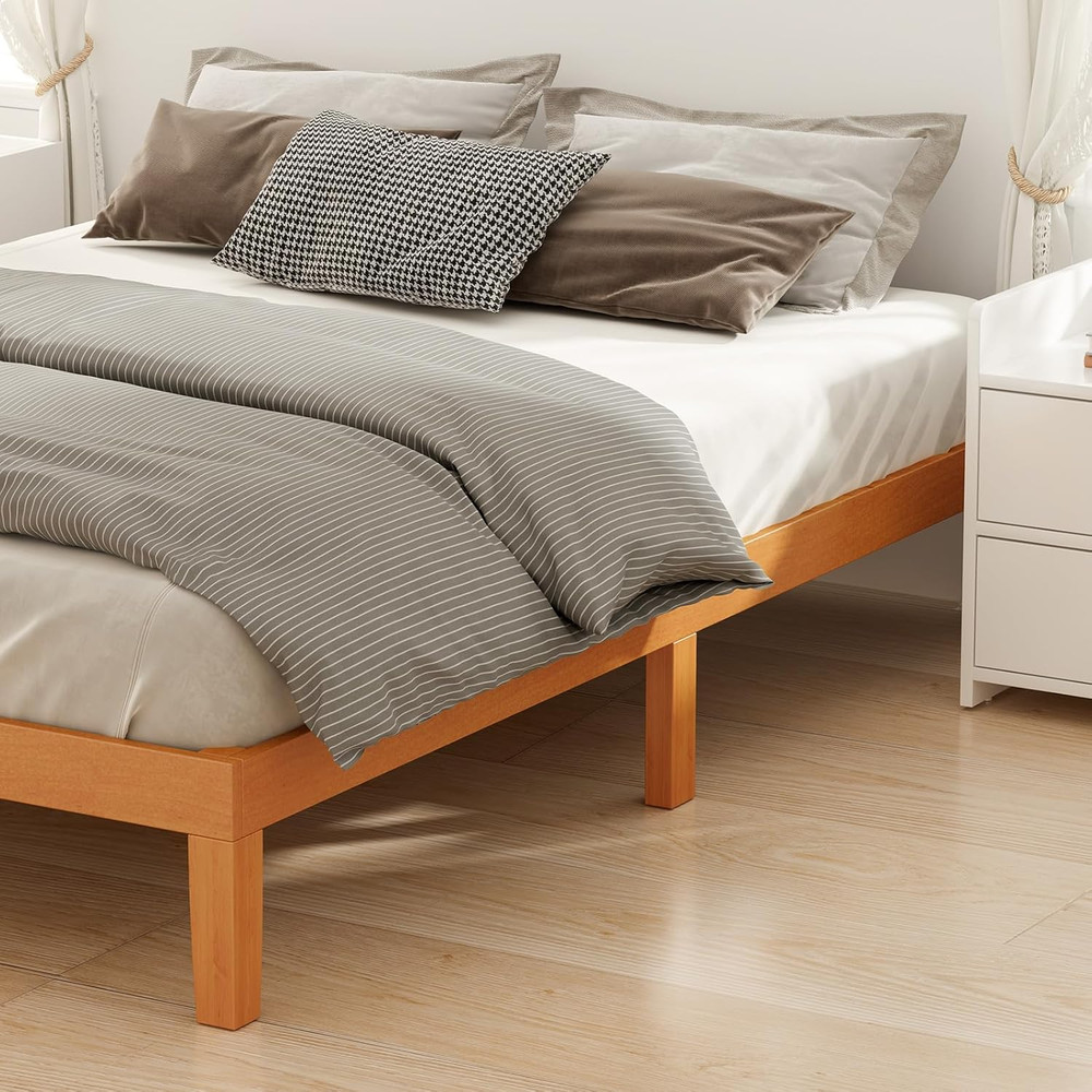 Full Size Solid Wood Bed Frame, Sturdy & Easy Assembly, No Box Spring