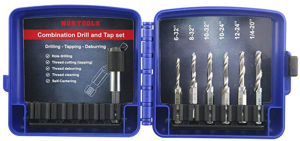 NORTOOLS Drill Tap HSS Combination and Set with 1/4 Inch Quick...