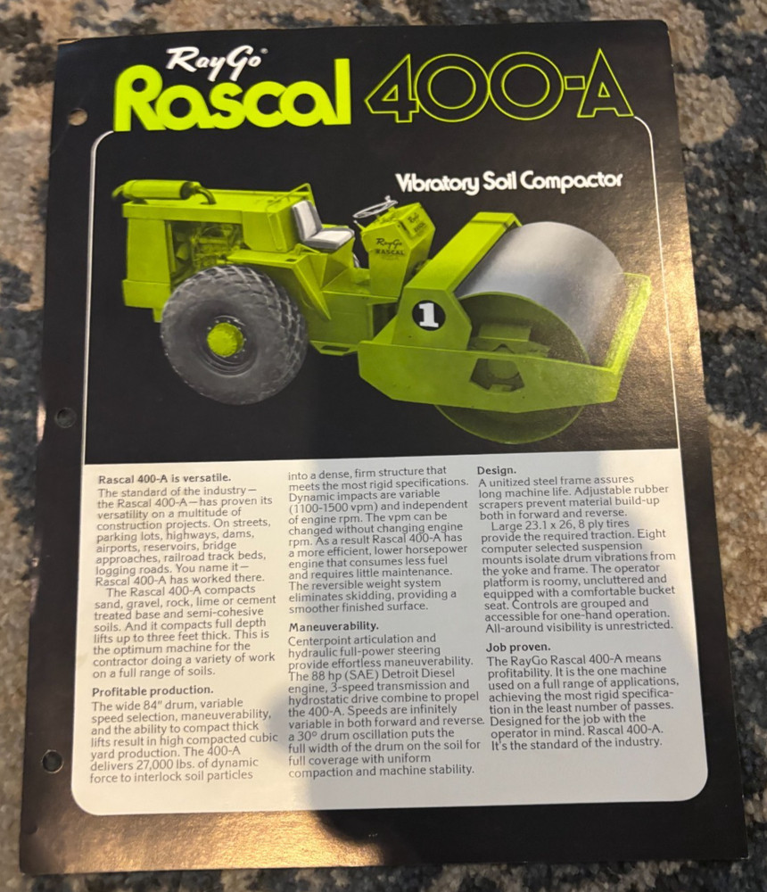 Ray Go Rascal 400-A Vibratory Soil Compactor Brochure AMIL25