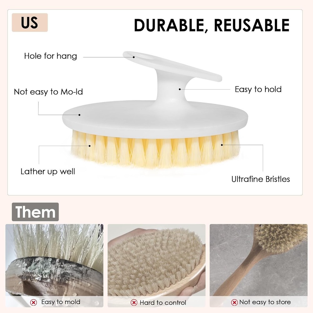 Exfoliating Shower Brush Set - Durable & Effective Cellulite Treatment, 2 Pack