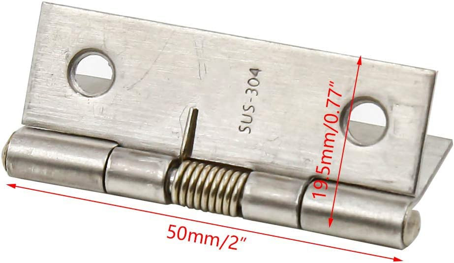 Spring Hinge Self Opening 2" Length Stainless 50mm / 2"