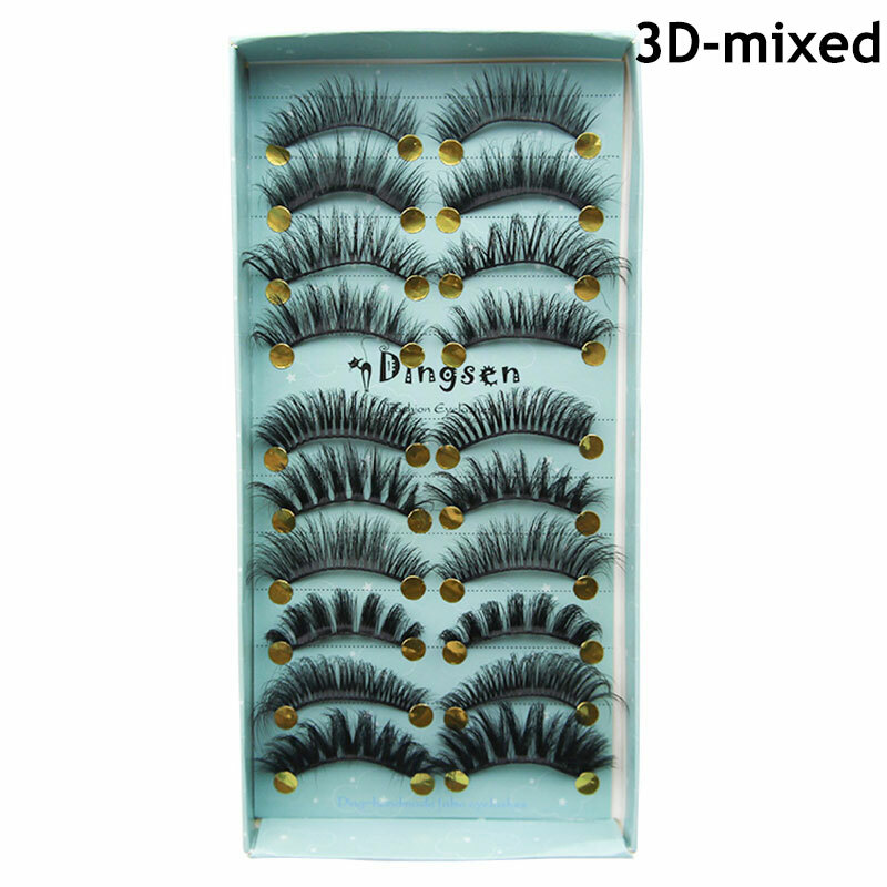 10Pair 3D False Eyelashes Wispy Fluffy Natural Soft Long False Eyelashes Makeup❥