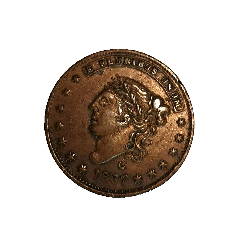 1837 US Hard Times Cent Copper Liberty - Not One Cent Token HT-45