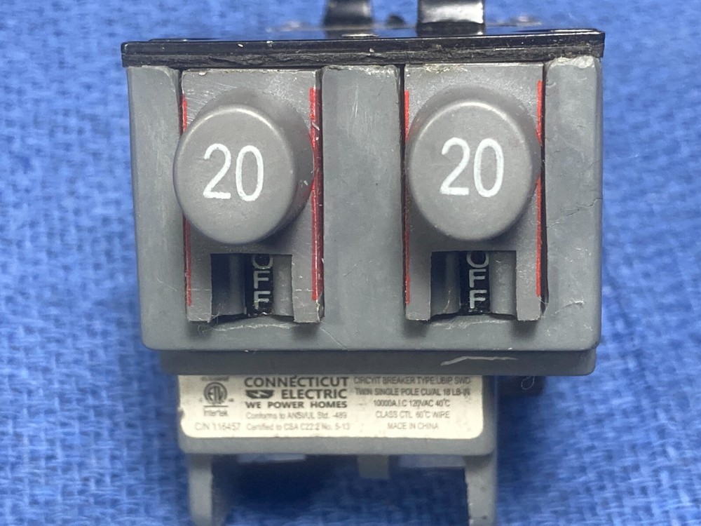 NOS ITEM TANDEM UBIP-2020  20AMP PUSHMATIC REPLACEMENT CIRCUIT BREAKERS 120V