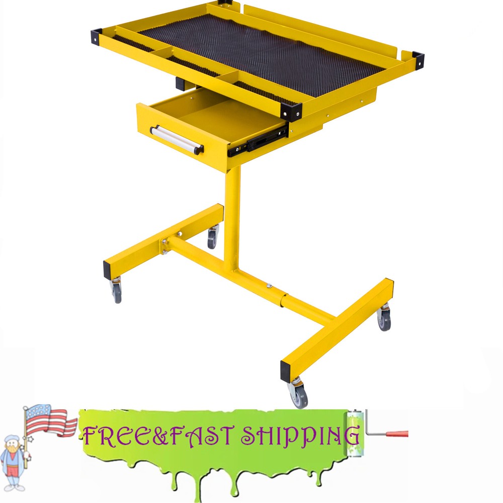 Heavy Duty Adjustable Work Table with Drawers Rolling Tool Tray with Wheels