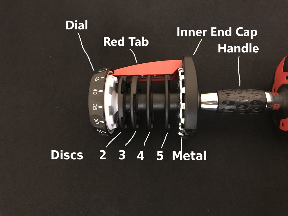 2- Bowflex SelectTech 552 Series 1/2 Dumbbell Replacement Metal Disc Handle Part
