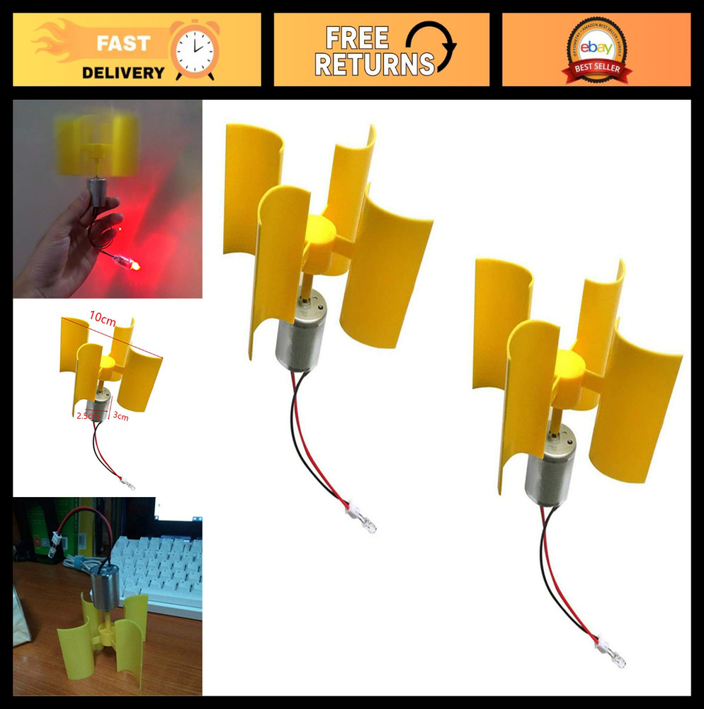 Mini Vertical Wind Turbine Generator for DIY Science Projects - 2PCS Educational