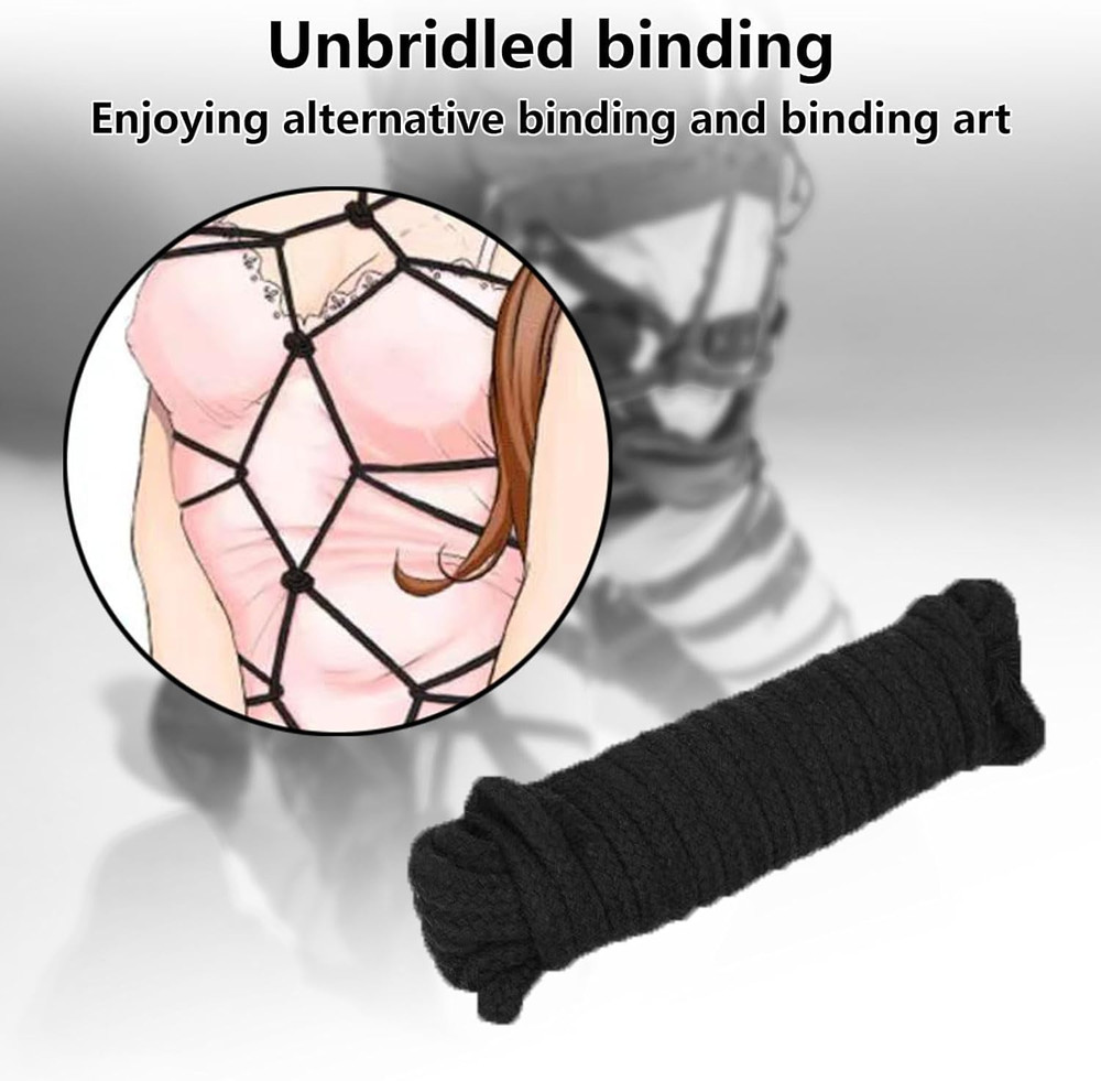 7-Pcs BDSM Kit for Beginners, Black Bondage Set for Couples with Adjustable Wris