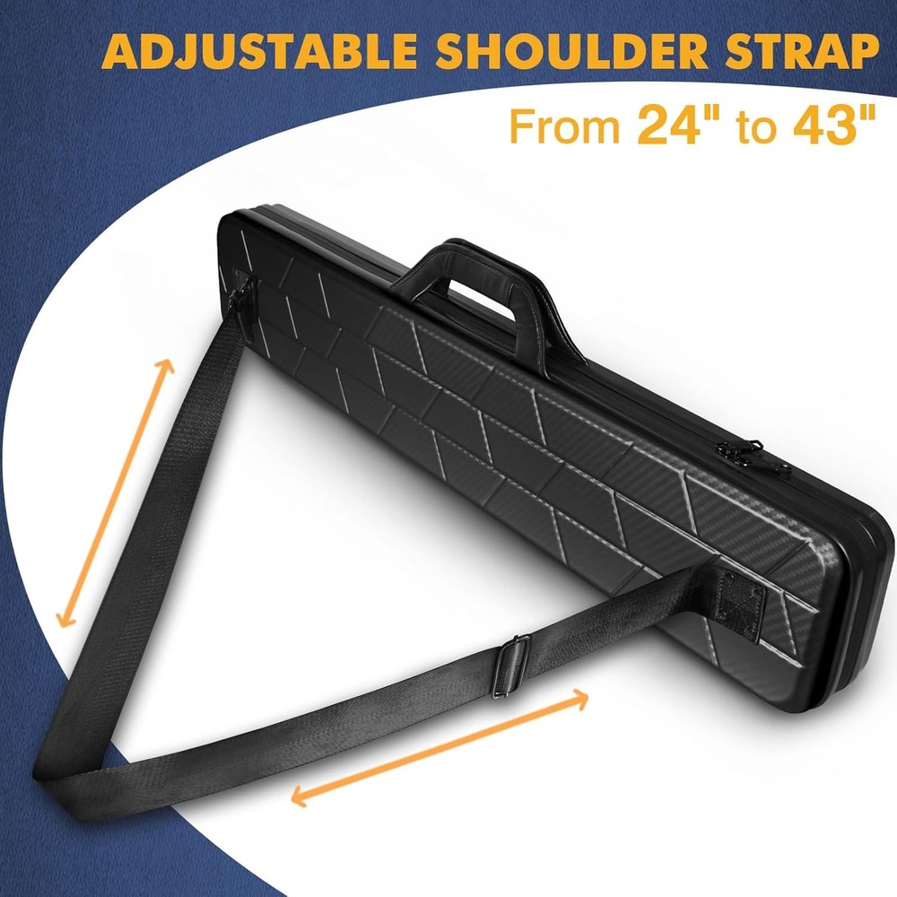 Hard Pool Cue Case 4x4 Billiard Stick Case with Strap and Handle