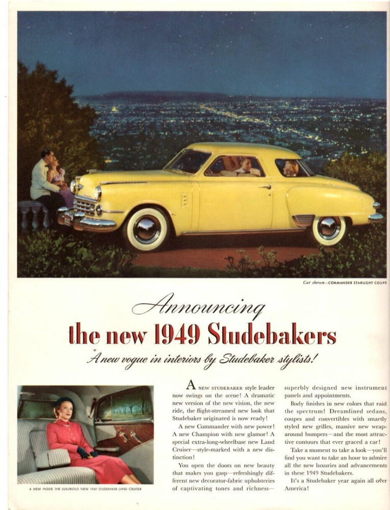 Vintage 1949 Studebaker Automobile Advertisement