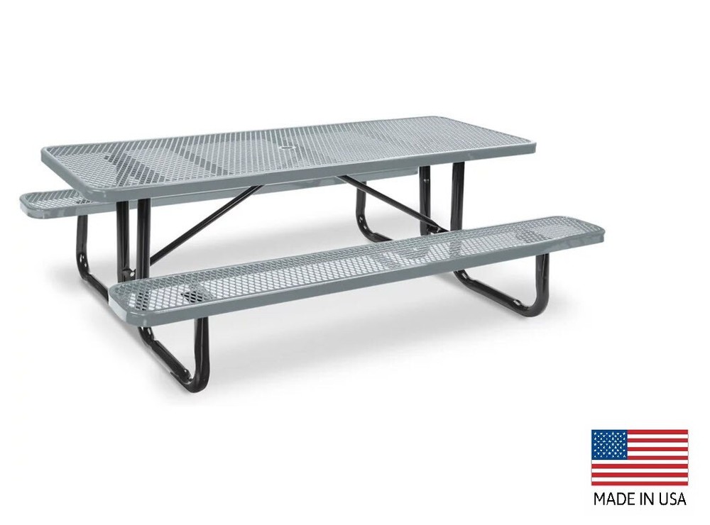 PICNIC TABLE Commercial - All Metal Construction & Steel Frame  8 Ft Rectangular