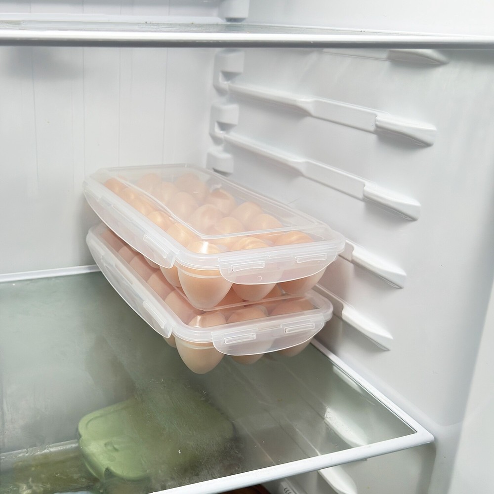 2x Plastic Egg Holder Stackable Egg Storage Box Egg Rack for Refrigerator Fridge