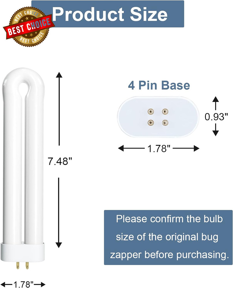 Bug Zapper Light Bulb Replacement for 15W Bug Zapper with 4-Pin Base, Ful 15W-BL